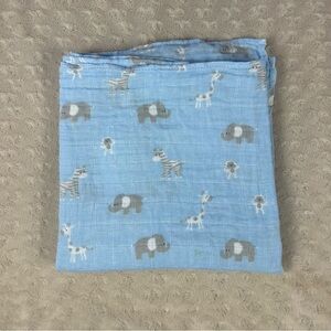 Bouncing Baby Bundle Blue Gray Elephant Zebra Swaddle Blanket Giraffe Monkey